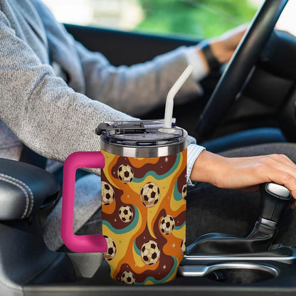 Leakproof Tumbler Vacuum Sealed Car Holder Friendly For Travel Teal And Peach Tropical Palm Leaf Pattern Water Tumbler white-style-23 - Colors B