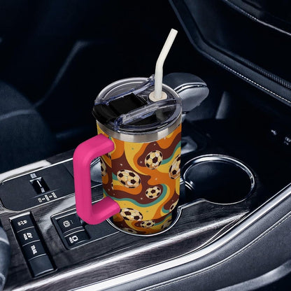 Leakproof Tumbler Vacuum Sealed Car Holder Friendly For Travel Teal And Peach Tropical Palm Leaf Pattern Water Tumbler white-style-23 - Colors B