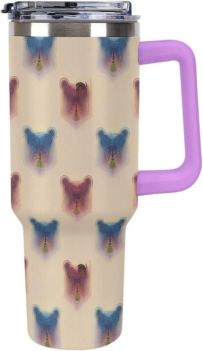 Leakproof Tumbler Vacuum Sealed Car Holder Friendly For Travel Teal And Peach Tropical Palm Leaf Pattern Water Tumbler white-style-23 - Colors B