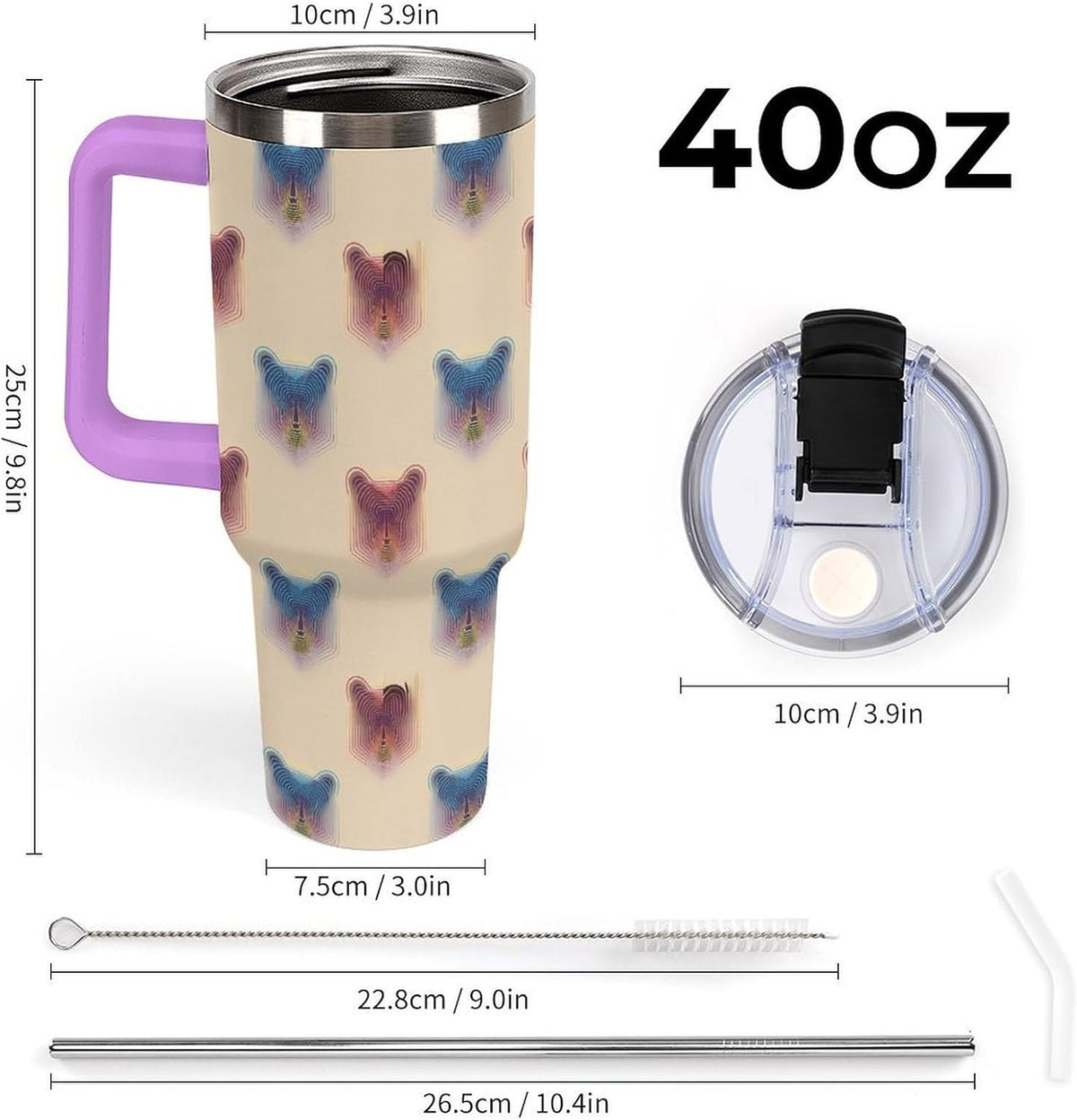 Leakproof Tumbler Vacuum Sealed Car Holder Friendly For Travel Teal And Peach Tropical Palm Leaf Pattern Water Tumbler white-style-23 - Colors B