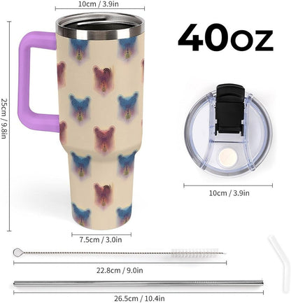 Leakproof Tumbler Vacuum Sealed Car Holder Friendly For Travel Teal And Peach Tropical Palm Leaf Pattern Water Tumbler white-style-23 - Colors B