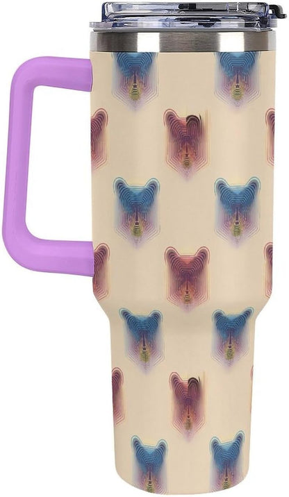 Leakproof Tumbler Vacuum Sealed Car Holder Friendly For Travel Teal And Peach Tropical Palm Leaf Pattern Water Tumbler white-style-23 - Colors B