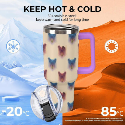 Leakproof Tumbler Vacuum Sealed Car Holder Friendly For Travel Teal And Peach Tropical Palm Leaf Pattern Water Tumbler white-style-23 - Colors B