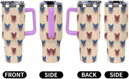 Leakproof Tumbler Vacuum Sealed Car Holder Friendly For Travel Teal And Peach Tropical Palm Leaf Pattern Water Tumbler white-style-23 - Colors B