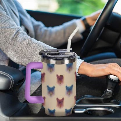 Leakproof Tumbler Vacuum Sealed Car Holder Friendly For Travel Teal And Peach Tropical Palm Leaf Pattern Water Tumbler white-style-23 - Colors B
