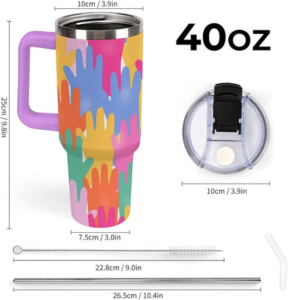 Leakproof Tumbler Vacuum Sealed Car Holder Friendly For Travel Teal And Peach Tropical Palm Leaf Pattern Water Tumbler white-style-23 - Colors B