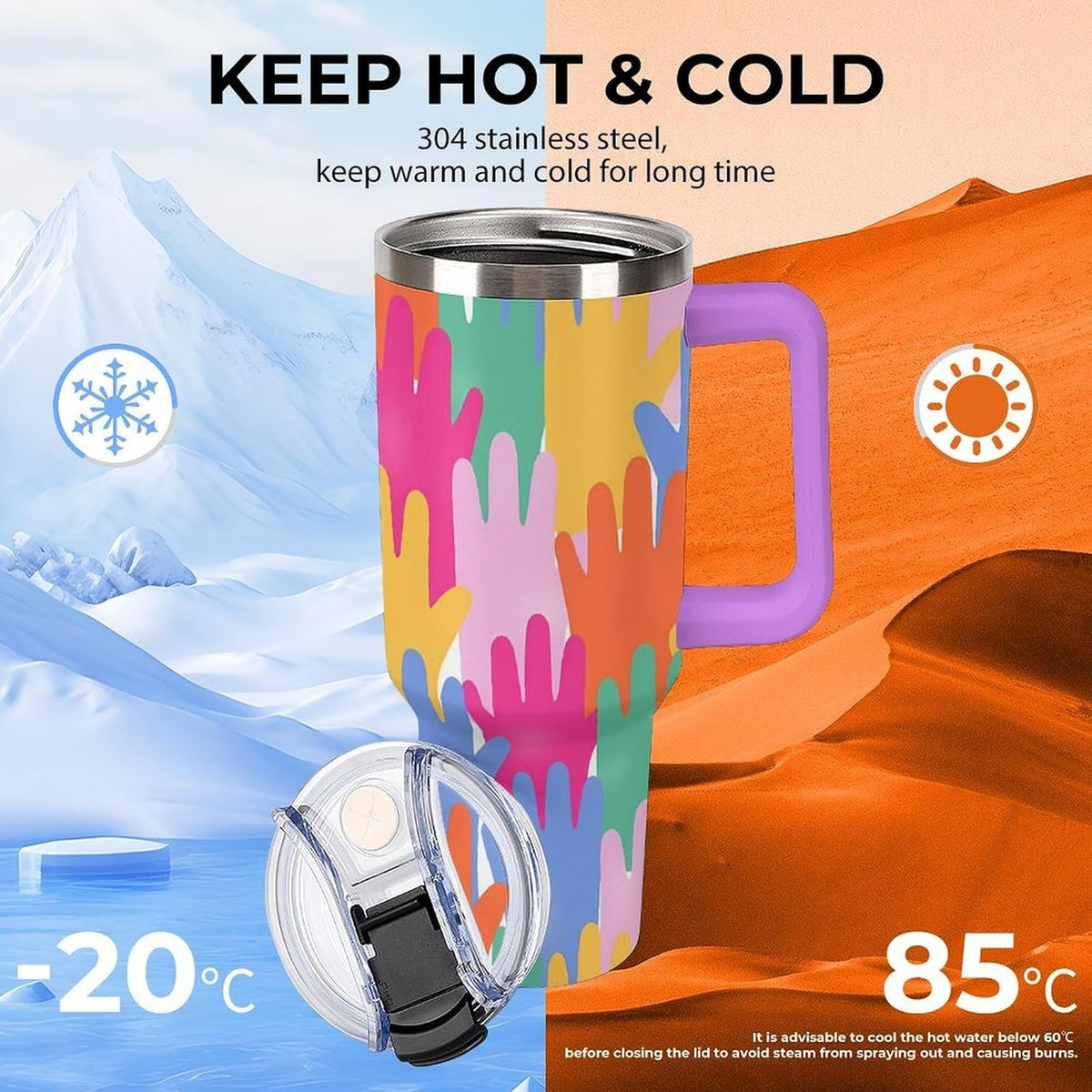Leakproof Tumbler Vacuum Sealed Car Holder Friendly For Travel Teal And Peach Tropical Palm Leaf Pattern Water Tumbler white-style-23 - Colors B