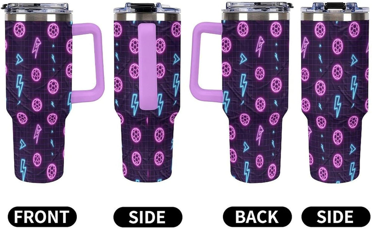 Leakproof Tumbler Vacuum Sealed Car Holder Friendly For Travel Teal And Peach Tropical Palm Leaf Pattern Water Tumbler white-style-23 - Colors B