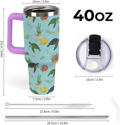 Leakproof Tumbler Vacuum Sealed Car Holder Friendly For Travel Teal And Peach Tropical Palm Leaf Pattern Water Tumbler white-style-23 - Colors B