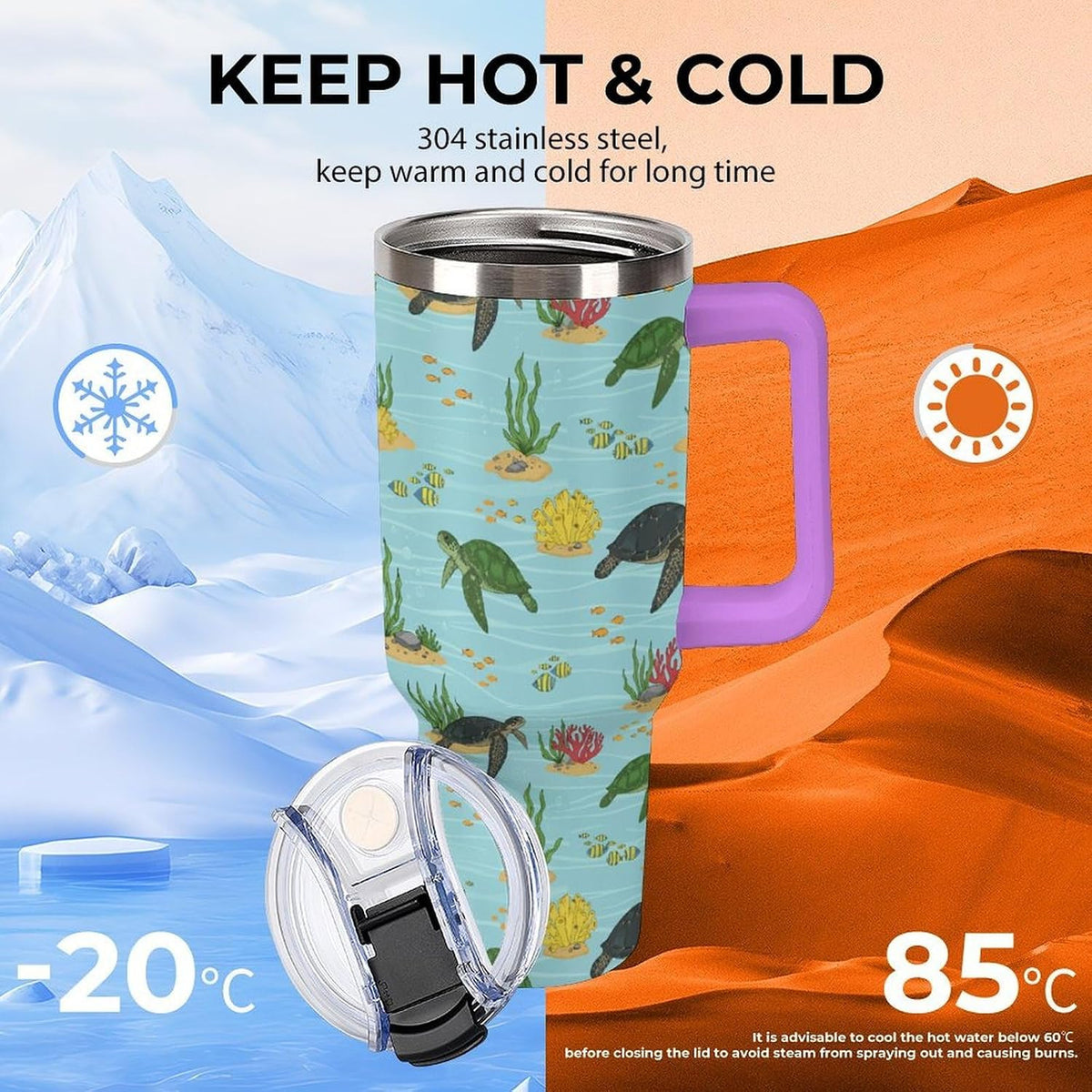Leakproof Tumbler Vacuum Sealed Car Holder Friendly For Travel Teal And Peach Tropical Palm Leaf Pattern Water Tumbler white-style-23 - Colors B