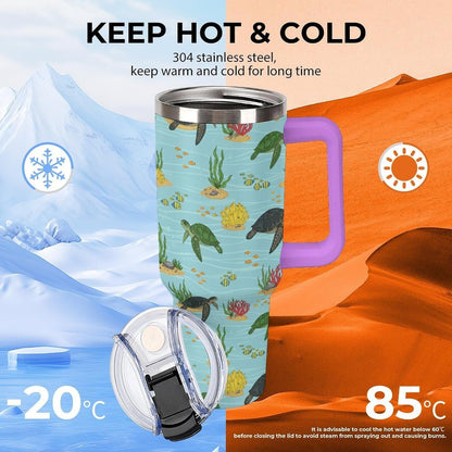Leakproof Tumbler Vacuum Sealed Car Holder Friendly For Travel Teal And Peach Tropical Palm Leaf Pattern Water Tumbler white-style-23 - Colors B
