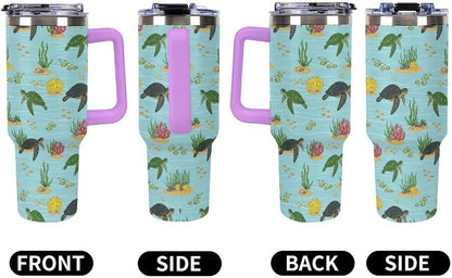 Leakproof Tumbler Vacuum Sealed Car Holder Friendly For Travel Teal And Peach Tropical Palm Leaf Pattern Water Tumbler white-style-23 - Colors B