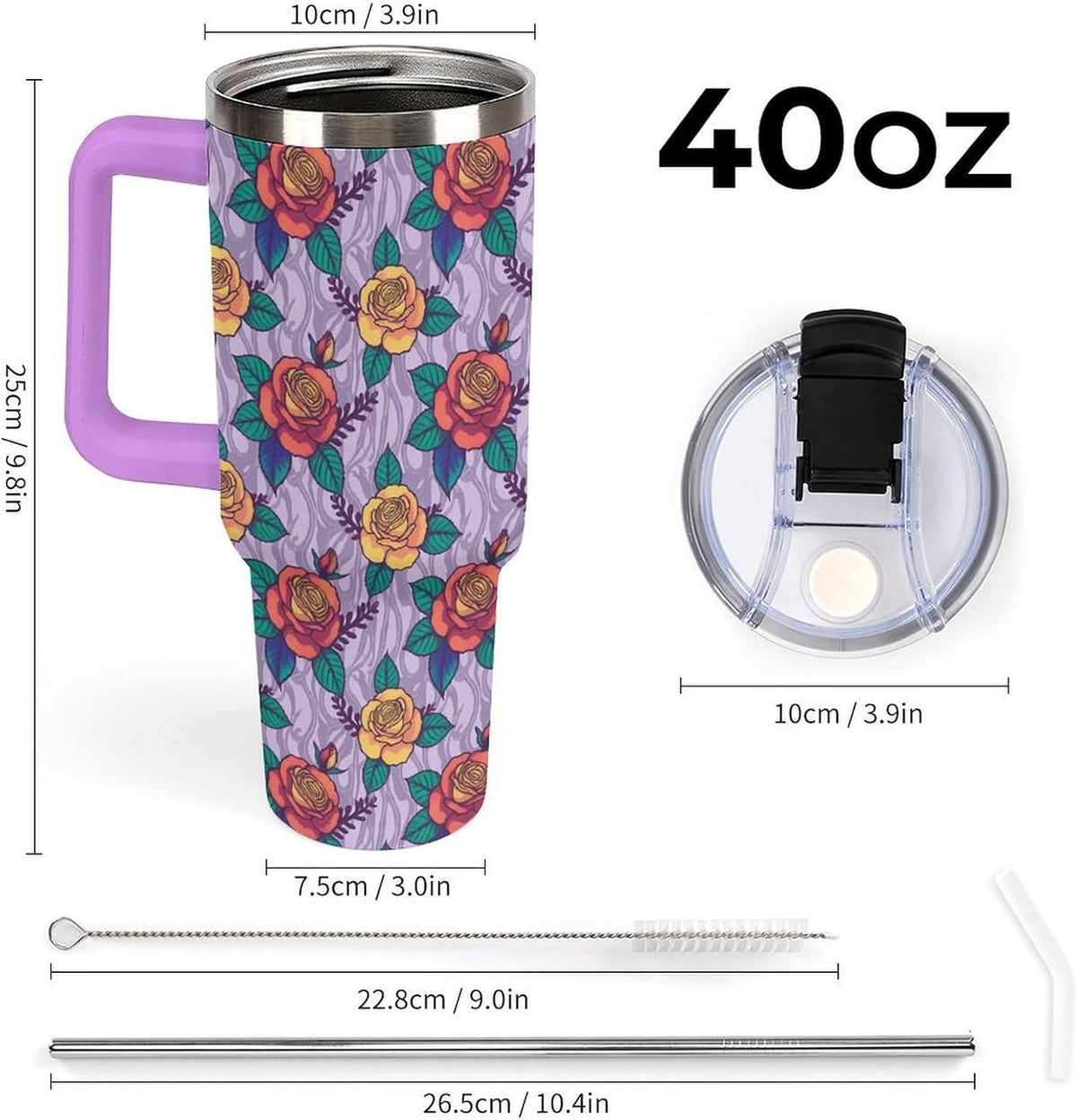 Leakproof Tumbler Vacuum Sealed Car Holder Friendly For Travel Teal And Peach Tropical Palm Leaf Pattern Water Tumbler white-style-23 - Colors B