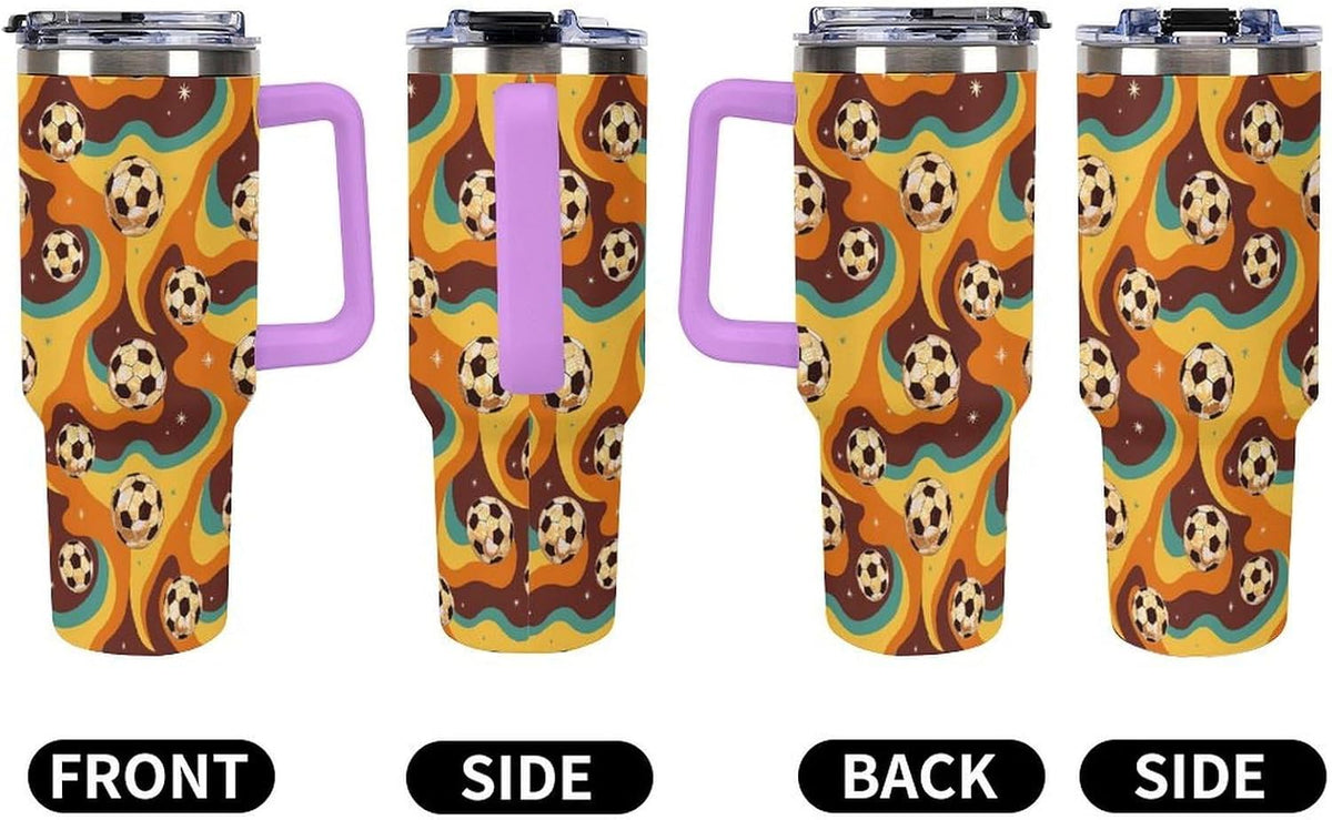 Leakproof Tumbler Vacuum Sealed Car Holder Friendly For Travel Teal And Peach Tropical Palm Leaf Pattern Water Tumbler white-style-23 - Colors B