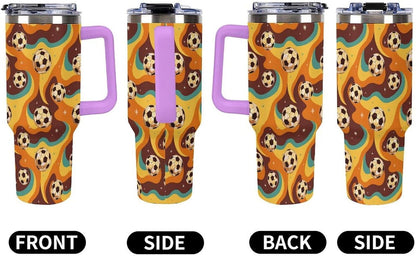 Leakproof Tumbler Vacuum Sealed Car Holder Friendly For Travel Teal And Peach Tropical Palm Leaf Pattern Water Tumbler white-style-23 - Colors B