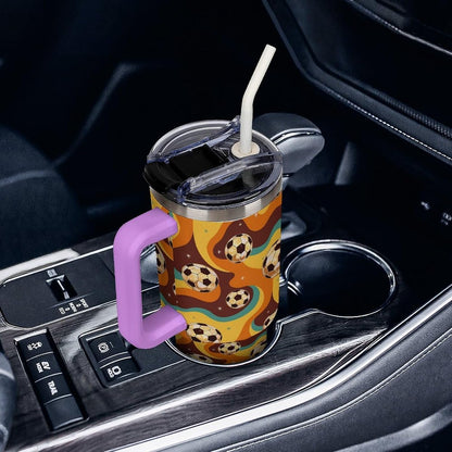 Leakproof Tumbler Vacuum Sealed Car Holder Friendly For Travel Teal And Peach Tropical Palm Leaf Pattern Water Tumbler white-style-23 - Colors B