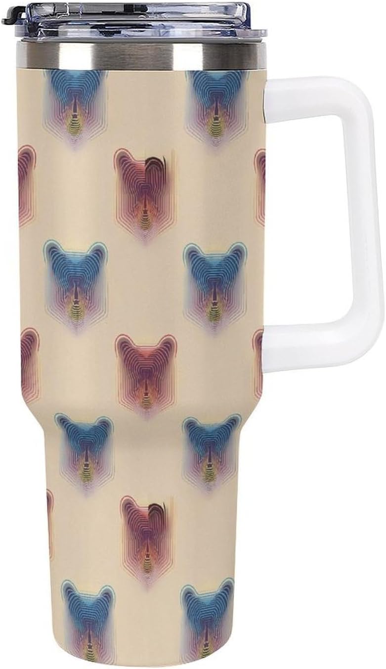 Leakproof Tumbler Vacuum Sealed Car Holder Friendly For Travel Teal And Peach Tropical Palm Leaf Pattern Water Tumbler white-style-23 - Colors B
