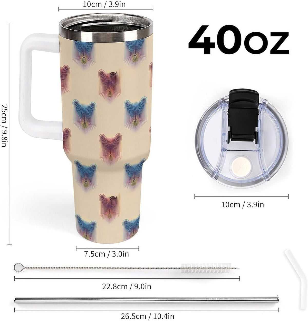 Leakproof Tumbler Vacuum Sealed Car Holder Friendly For Travel Teal And Peach Tropical Palm Leaf Pattern Water Tumbler white-style-23 - Colors B