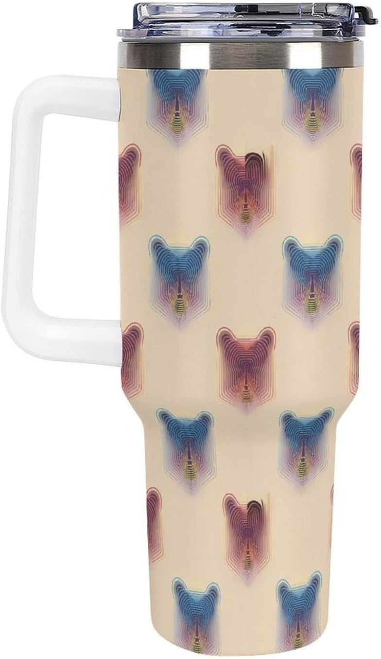 Leakproof Tumbler Vacuum Sealed Car Holder Friendly For Travel Teal And Peach Tropical Palm Leaf Pattern Water Tumbler white-style-23 - Colors B