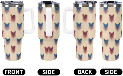 Leakproof Tumbler Vacuum Sealed Car Holder Friendly For Travel Teal And Peach Tropical Palm Leaf Pattern Water Tumbler white-style-23 - Colors B