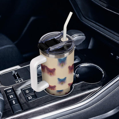 Leakproof Tumbler Vacuum Sealed Car Holder Friendly For Travel Teal And Peach Tropical Palm Leaf Pattern Water Tumbler white-style-23 - Colors B