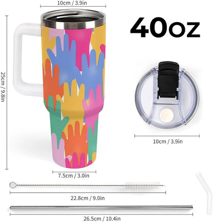 Leakproof Tumbler Vacuum Sealed Car Holder Friendly For Travel Teal And Peach Tropical Palm Leaf Pattern Water Tumbler white-style-23 - Colors B