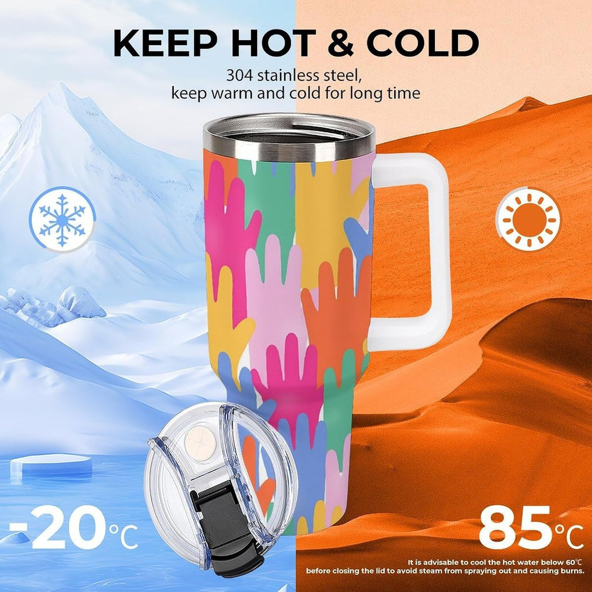 Leakproof Tumbler Vacuum Sealed Car Holder Friendly For Travel Teal And Peach Tropical Palm Leaf Pattern Water Tumbler white-style-23 - Colors B