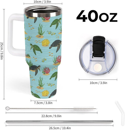 Leakproof Tumbler Vacuum Sealed Car Holder Friendly For Travel Teal And Peach Tropical Palm Leaf Pattern Water Tumbler white-style-23 - Colors B