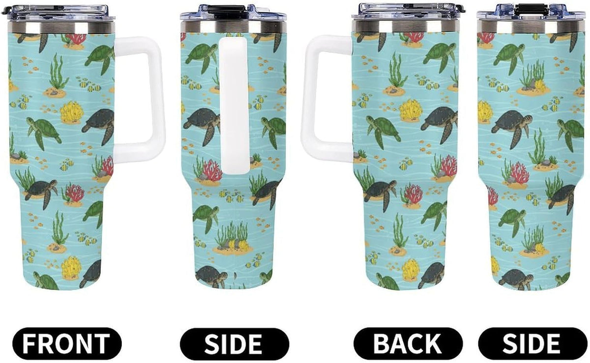 Leakproof Tumbler Vacuum Sealed Car Holder Friendly For Travel Teal And Peach Tropical Palm Leaf Pattern Water Tumbler white-style-23 - Colors B