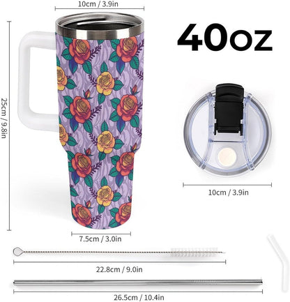 Leakproof Tumbler Vacuum Sealed Car Holder Friendly For Travel Teal And Peach Tropical Palm Leaf Pattern Water Tumbler white-style-23 - Colors B