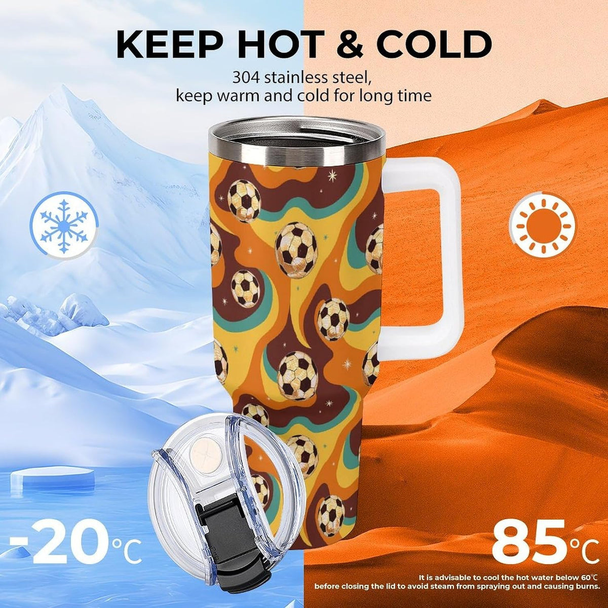 Leakproof Tumbler Vacuum Sealed Car Holder Friendly For Travel Teal And Peach Tropical Palm Leaf Pattern Water Tumbler white-style-23 - Colors B