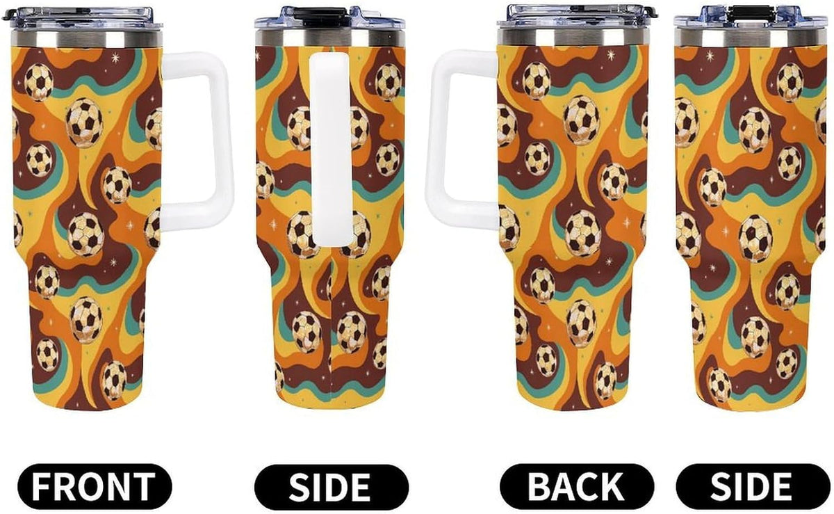 Leakproof Tumbler Vacuum Sealed Car Holder Friendly For Travel Teal And Peach Tropical Palm Leaf Pattern Water Tumbler white-style-23 - Colors B