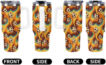 Leakproof Tumbler Vacuum Sealed Car Holder Friendly For Travel Teal And Peach Tropical Palm Leaf Pattern Water Tumbler white-style-23 - Colors B