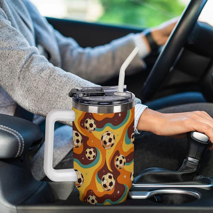 Leakproof Tumbler Vacuum Sealed Car Holder Friendly For Travel Teal And Peach Tropical Palm Leaf Pattern Water Tumbler white-style-23 - Colors B
