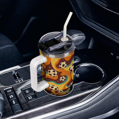 Leakproof Tumbler Vacuum Sealed Car Holder Friendly For Travel Teal And Peach Tropical Palm Leaf Pattern Water Tumbler white-style-23 - Colors B