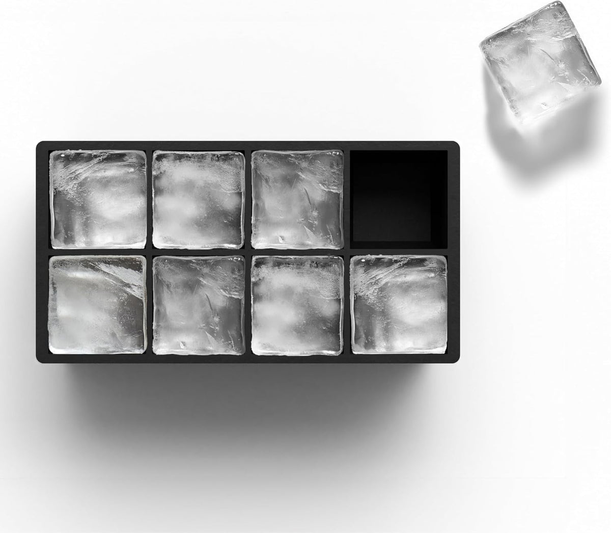 Ice Cube Molds, 2 Pack Silicone Trays for 8 Large Square Cubes