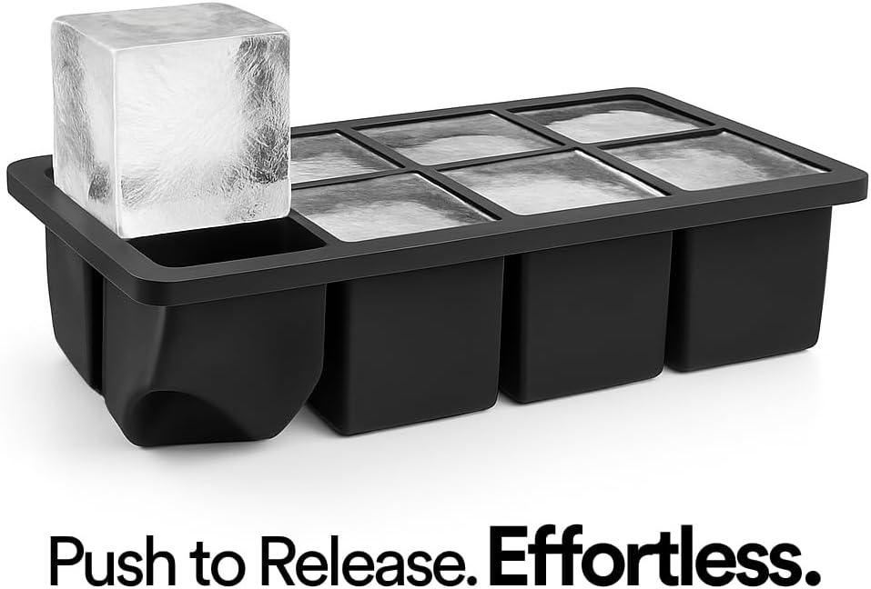 Ice Cube Molds, 2 Pack Silicone Trays for 8 Large Square Cubes