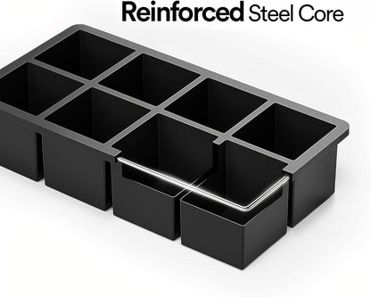 Ice Cube Molds, 2 Pack Silicone Trays for 8 Large Square Cubes