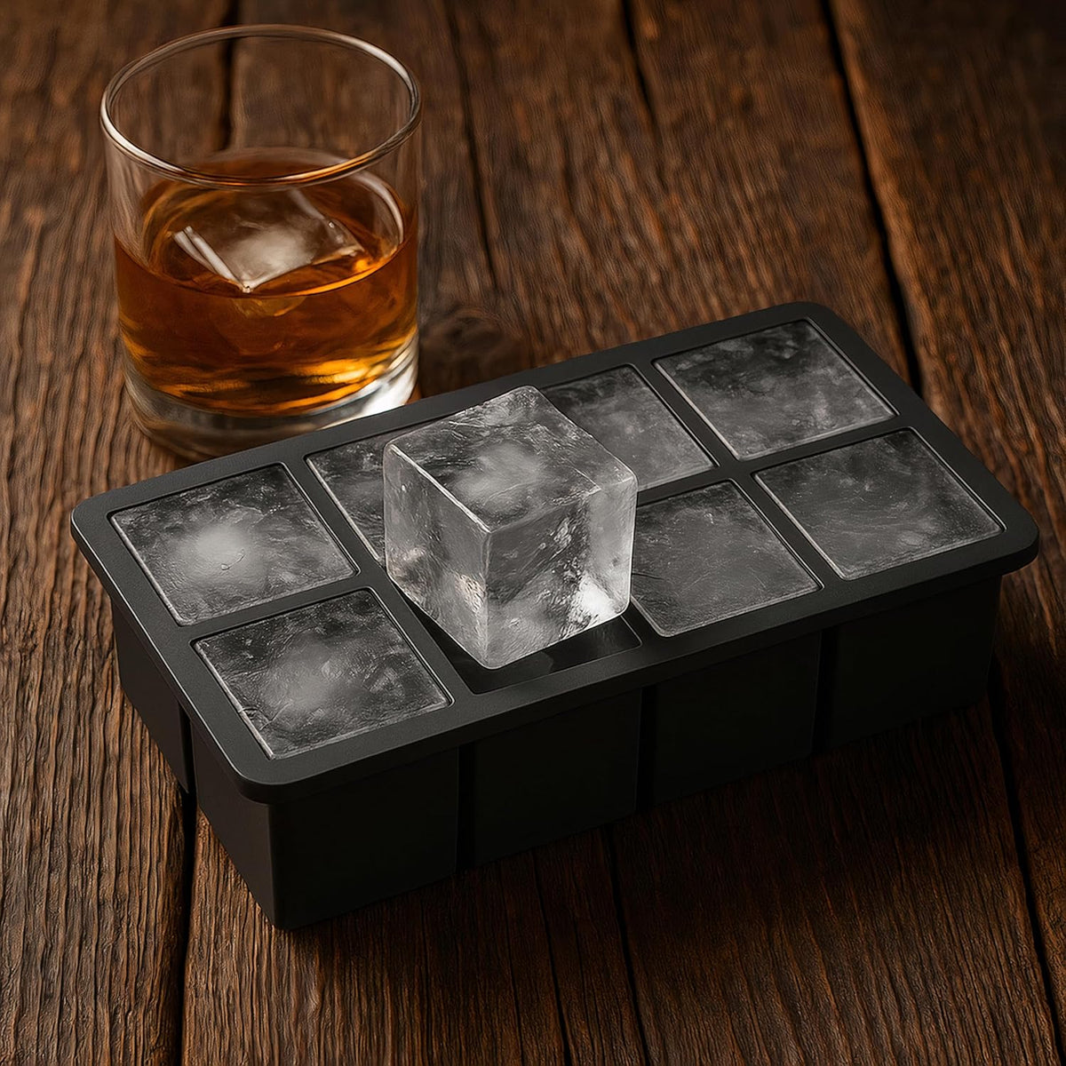 Ice Cube Molds, 2 Pack Silicone Trays for 8 Large Square Cubes