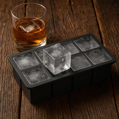 Ice Cube Molds, 2 Pack Silicone Trays for 8 Large Square Cubes