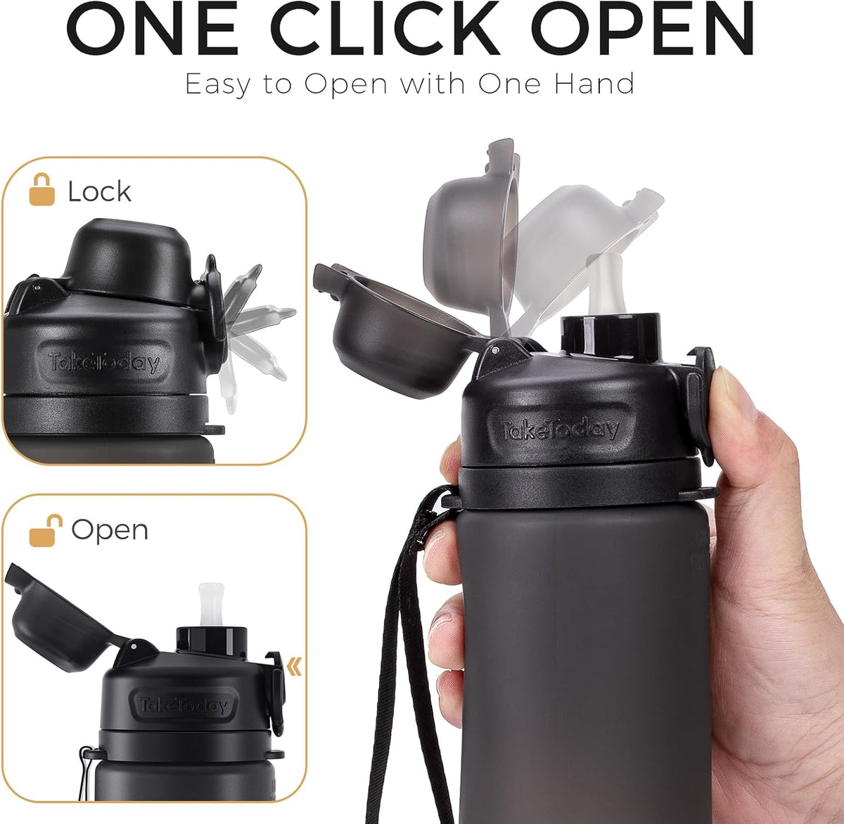 Collapsible Water Bottles 21oz (600mL), Foldable Platinum Silicone Travel Water Bottle with Straw & Carry Strap, Leak-Resistant Screw Lid, Wide Mouth, BPA-Free for Hiking, Camping, Travel
