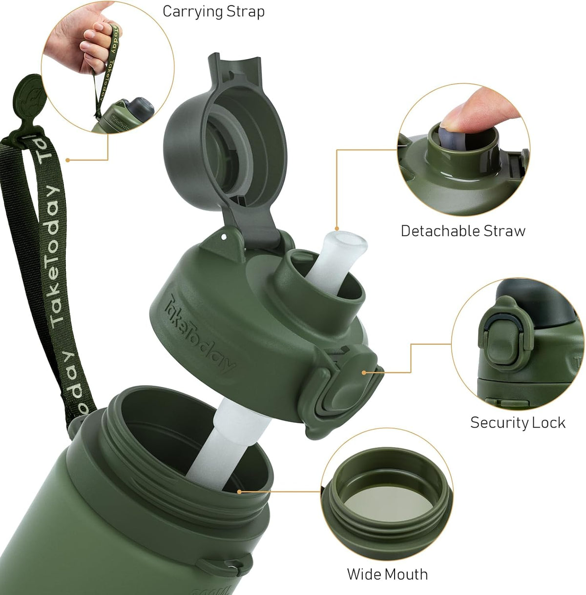 Collapsible Water Bottles 21oz (600mL), Foldable Platinum Silicone Travel Water Bottle with Straw & Carry Strap, Leak-Resistant Screw Lid, Wide Mouth, BPA-Free for Hiking, Camping, Travel