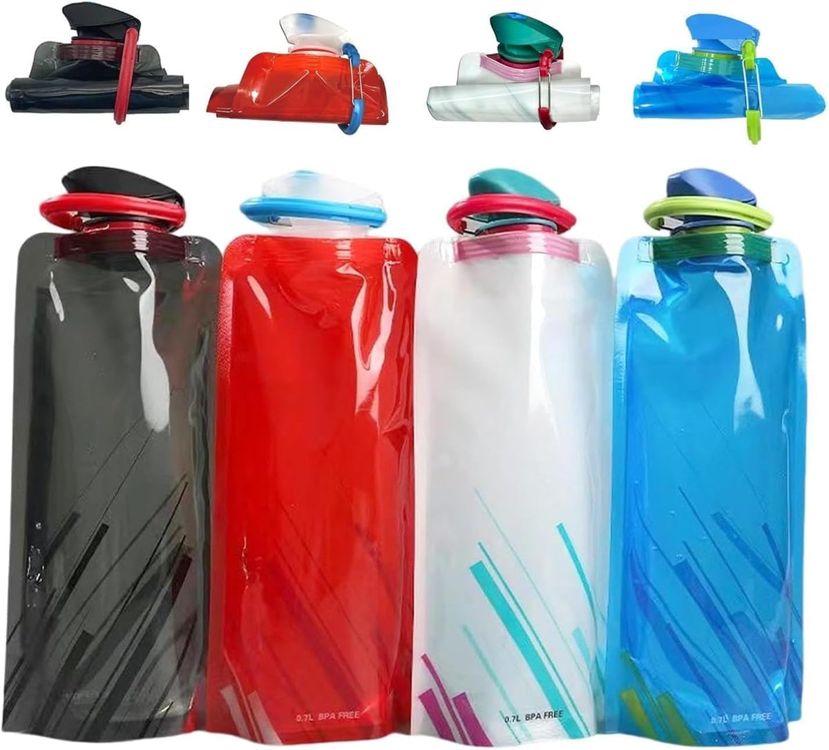 Collapsible Water Bottles for Travel – 22oz Foldable Water Bottle with Carabiner,Leakproof BPA-Free Water Jup, Portable Reusable Water Bottle for Hiking,Sports,Camping,Biking
