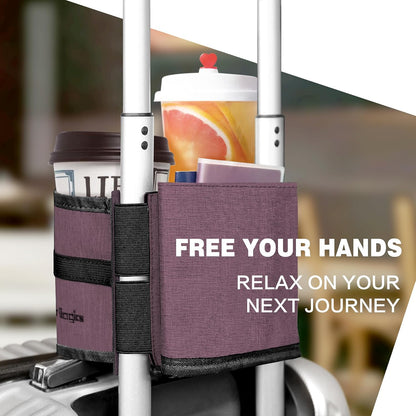 Luggage Travel Cup Holder Hands Free Drink Caddy for Suitcase Handle. Perfect Airplane Travel Essential Accessory Gift for Frequent Traveler, Flight Attendant or with Children (Dark Gray)