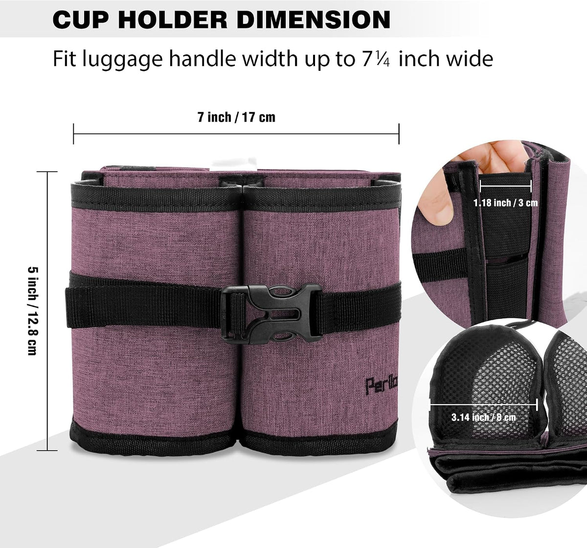 Luggage Travel Cup Holder Hands Free Drink Caddy for Suitcase Handle. Perfect Airplane Travel Essential Accessory Gift for Frequent Traveler, Flight Attendant or with Children (Dark Gray)
