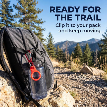 6 Pcs Silicone Water Bottle Buckle with Carabiner Clip Portable Secure Bottle Holder Hanging Rings Silicone Buckle Portable Hiking Camping Water Bottle Accessories