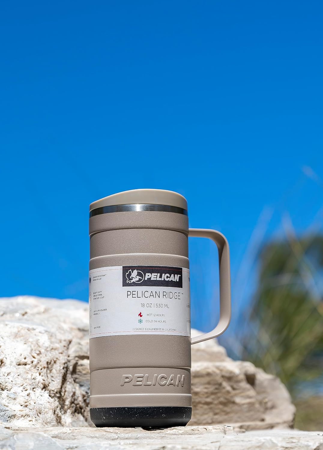 Pelican Ridge™ 18 oz Vacuum Insulated Tumbler - Recycled Stainless Steel Double Wall Travel with Dual Lid, Powder Coated Insulated Coffee Mug For Hot Cold Drinks, Jet Black