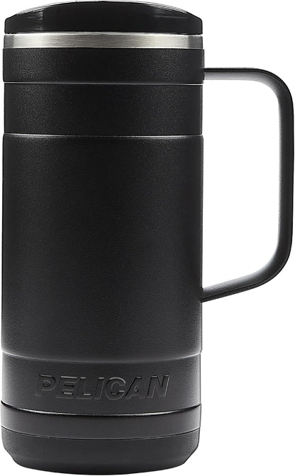Pelican Ridge™ 18 oz Vacuum Insulated Tumbler - Recycled Stainless Steel Double Wall Travel with Dual Lid, Powder Coated Insulated Coffee Mug For Hot Cold Drinks, Jet Black