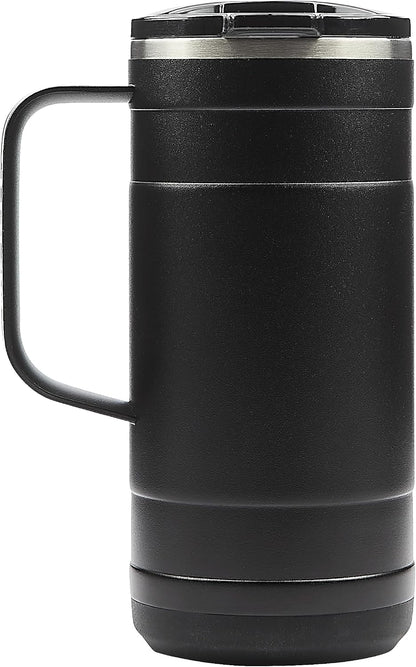 Pelican Ridge™ 18 oz Vacuum Insulated Tumbler - Recycled Stainless Steel Double Wall Travel with Dual Lid, Powder Coated Insulated Coffee Mug For Hot Cold Drinks, Jet Black