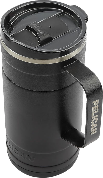 Pelican Ridge™ 18 oz Vacuum Insulated Tumbler - Recycled Stainless Steel Double Wall Travel with Dual Lid, Powder Coated Insulated Coffee Mug For Hot Cold Drinks, Jet Black